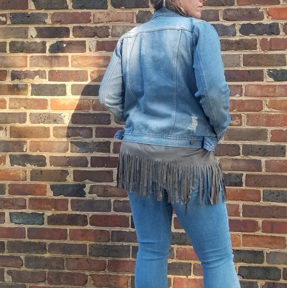 RELISTED Olive micro suede fringe mini dress - Picture 4 of 4